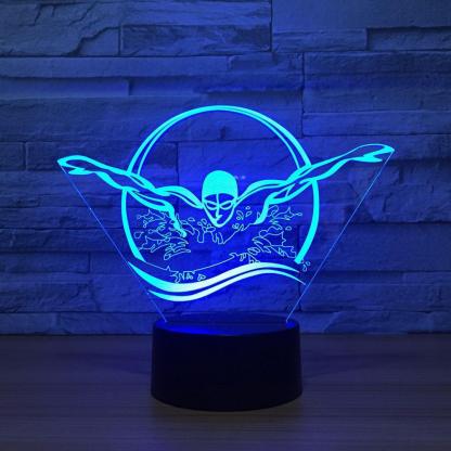 Swimming Butterfly Stroke 3D Optical Illusion Lamp - 3D Optical Lamp
