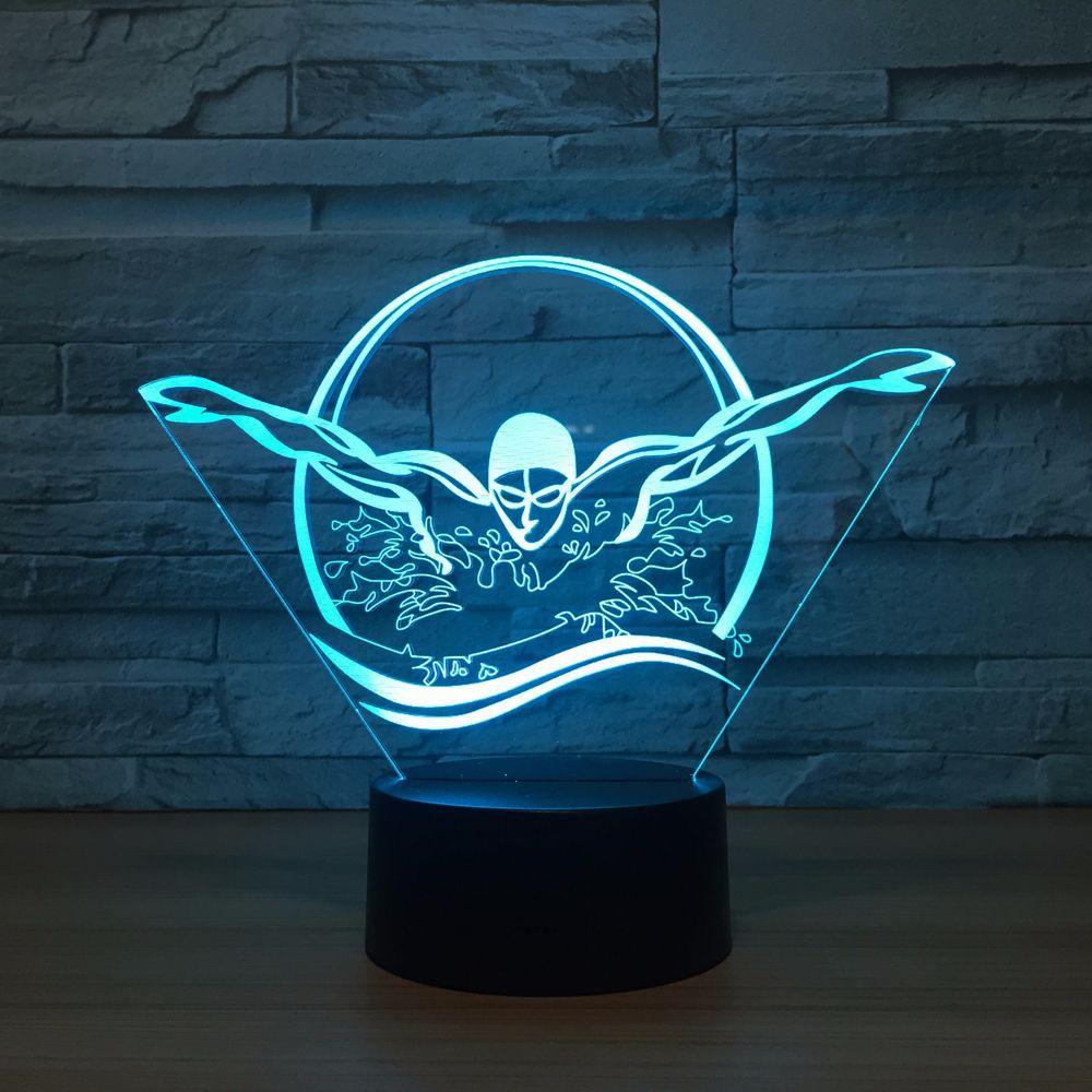 Swimming Butterfly Stroke 3D Optical Illusion Lamp - 3D Optical Lamp