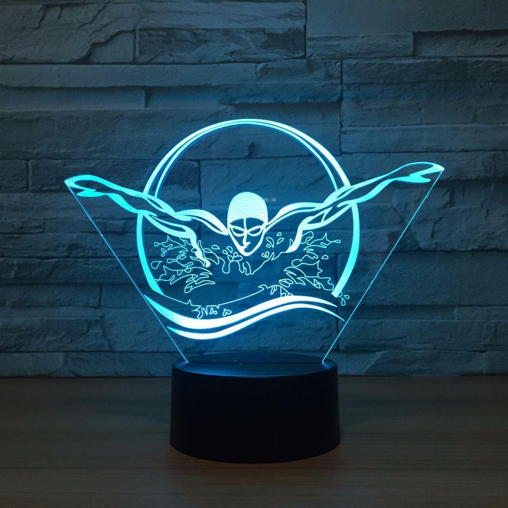 Swimming Butterfly Stroke 3D Optical Illusion Lamp - 3D Optical Lamp