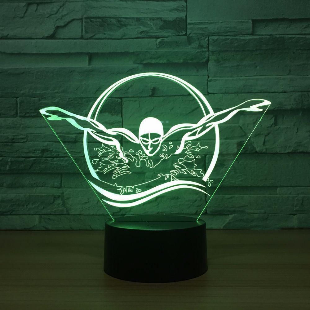 Swimming Butterfly Stroke 3D Optical Illusion Lamp - 3D Optical Lamp