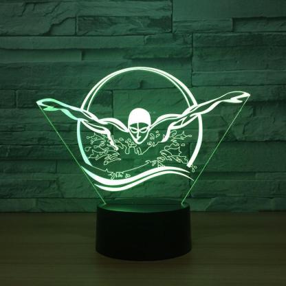 Swimming Butterfly Stroke 3D Optical Illusion Lamp - 3D Optical Lamp