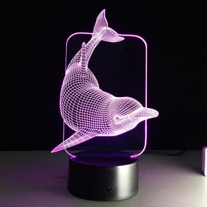 Swimming Dolphin 3D Creative Visual Lamp - 3D Optical Lamp