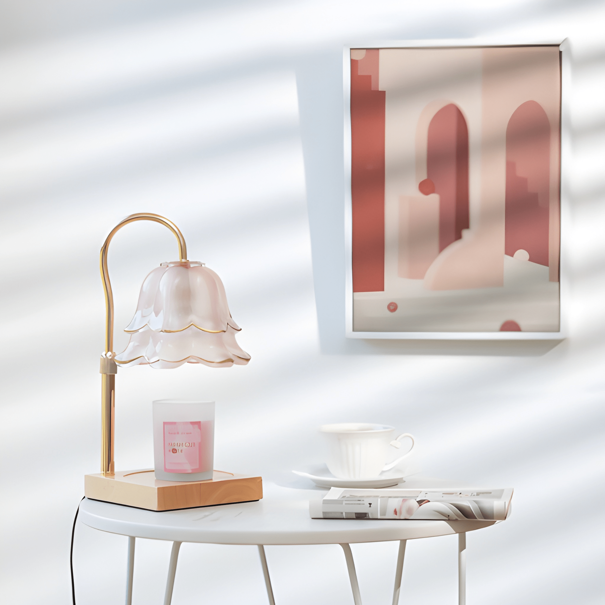 Floral Candle Warmer Lamp With Timer And Adjustable Brightness