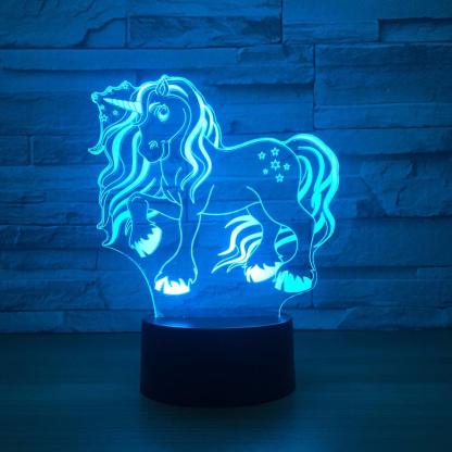 Lovely Unicorn 3D Optical Illusion Lamp - 3D Optical Lamp