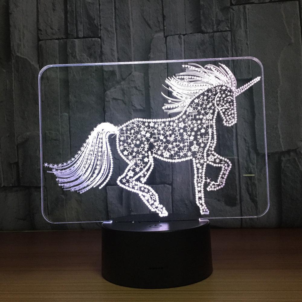Unicorn Touch 3D Illusion Lamp with Multicolor LED Light-3D Optical Lamp
