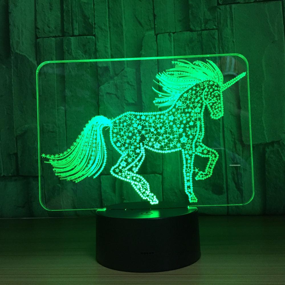 Unicorn Touch 3D Illusion Lamp with Multicolor LED Light-3D Optical Lamp