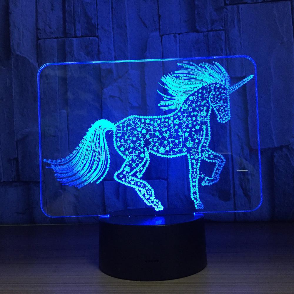 Unicorn Touch 3D Illusion Lamp with Multicolor LED Light-3D Optical Lamp