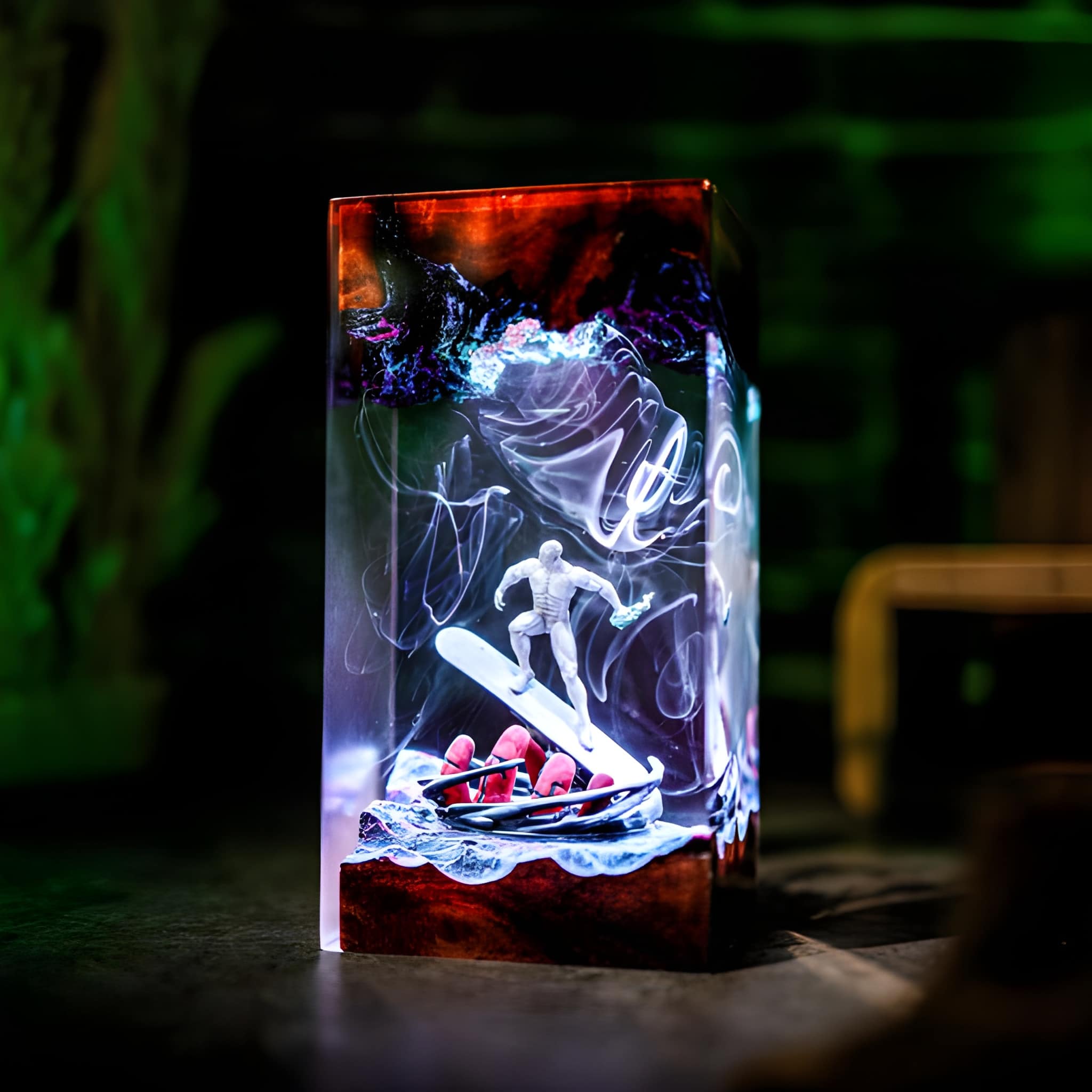 Cosmic Surfer Resin Sci Fi Night Light Lamp