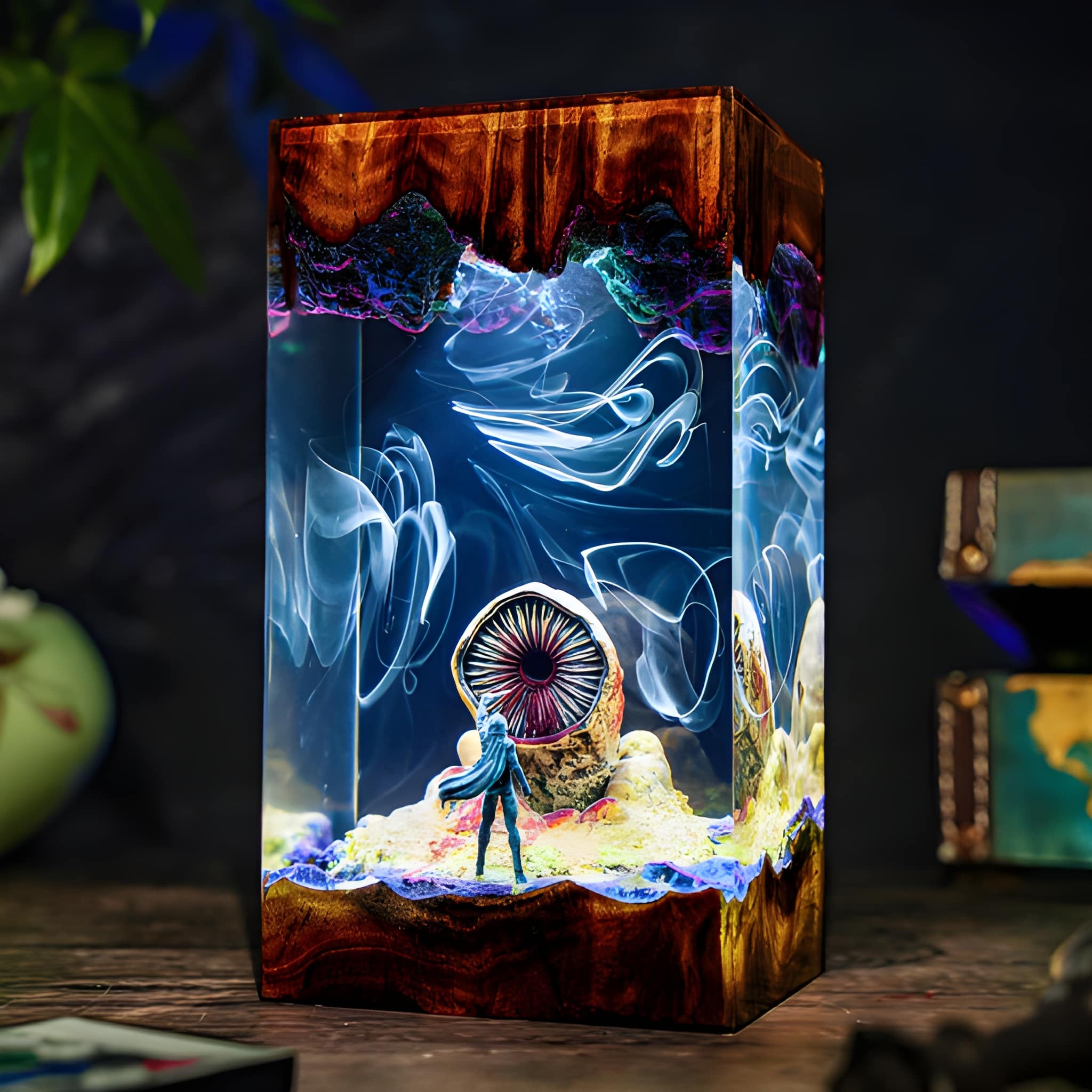 Desert Worm Resin Epoxy Sci-Fi Desk Lamp