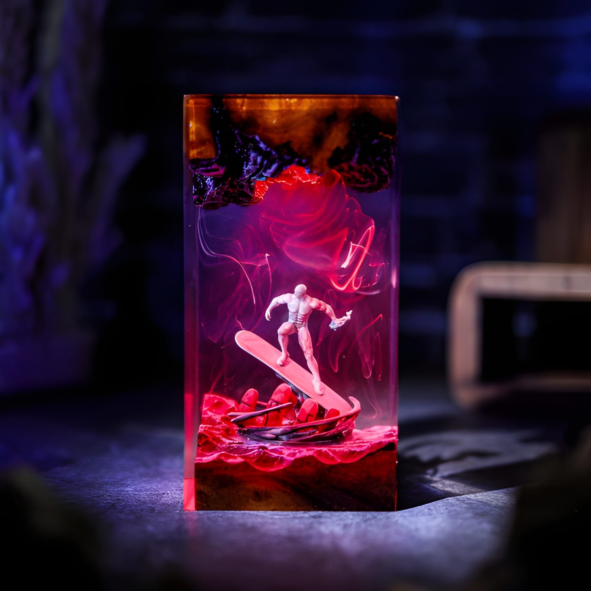 Cosmic Surfer Resin Sci Fi Night Light Lamp