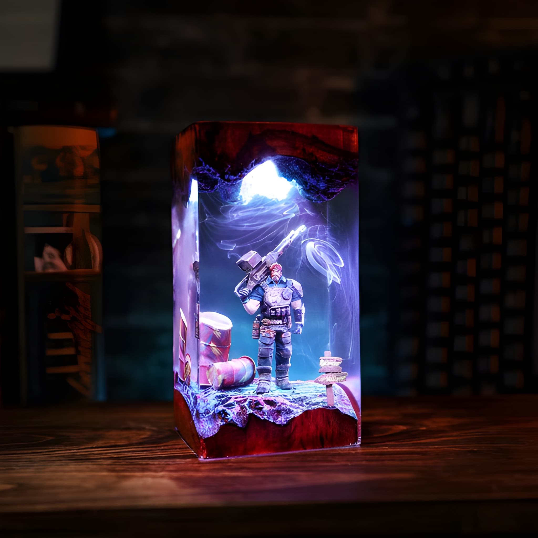 Game Soldier Resin Night Light Handmade Decor