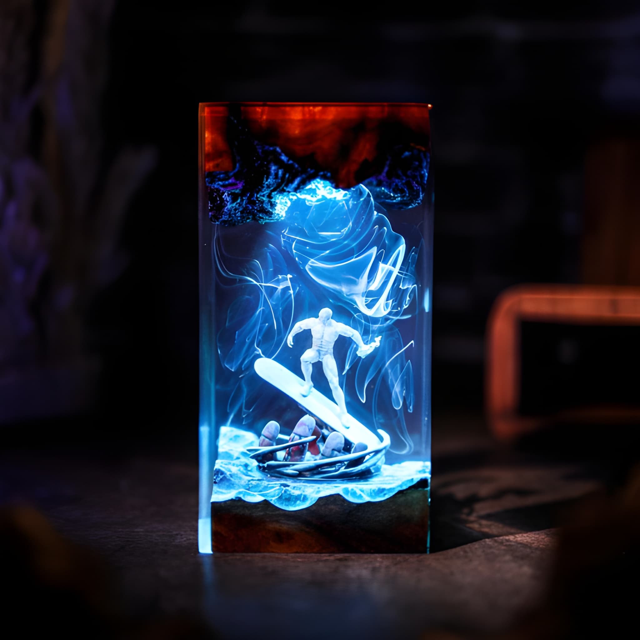 Cosmic Surfer Resin Sci Fi Night Light Lamp