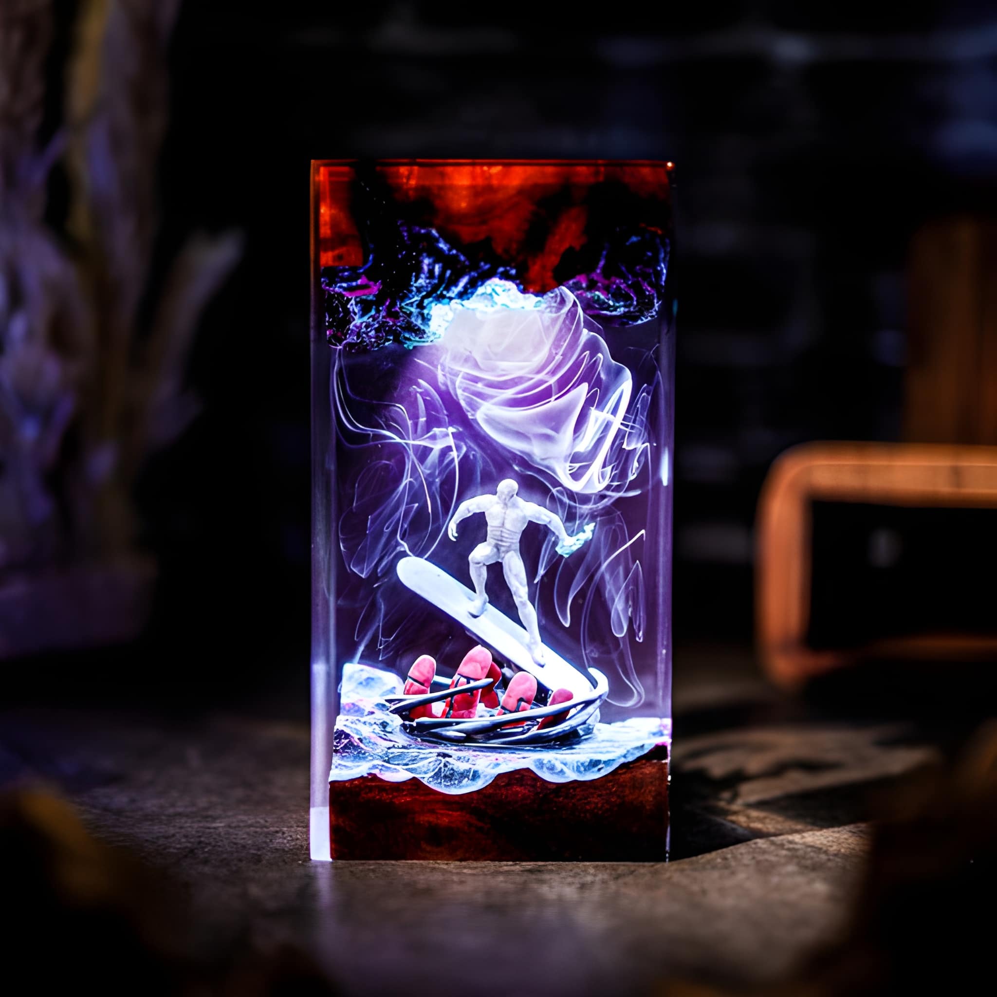 Cosmic Surfer Resin Sci Fi Night Light Lamp