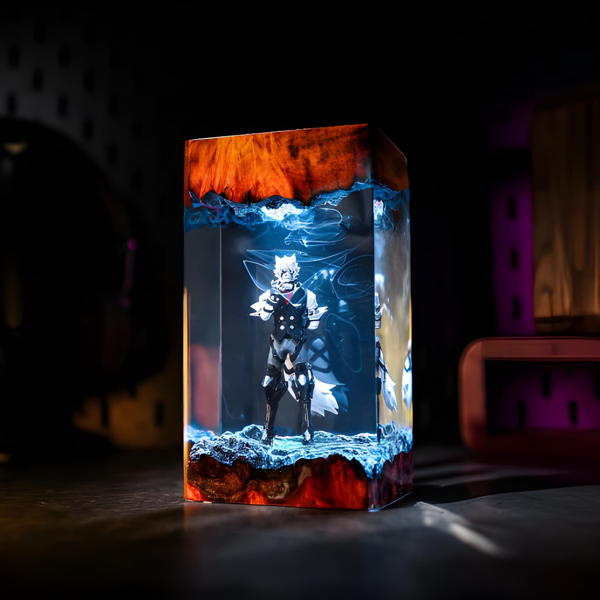 Handmade Wolf Sci Fi Game Lamp Desk Decor