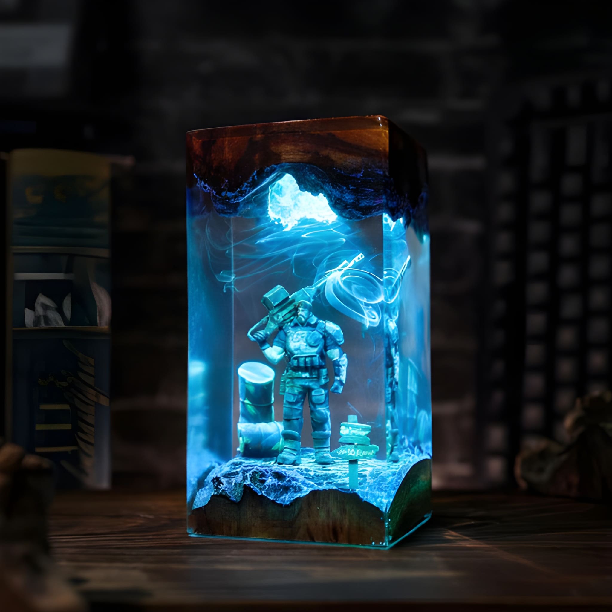 Game Soldier Resin Night Light Handmade Decor
