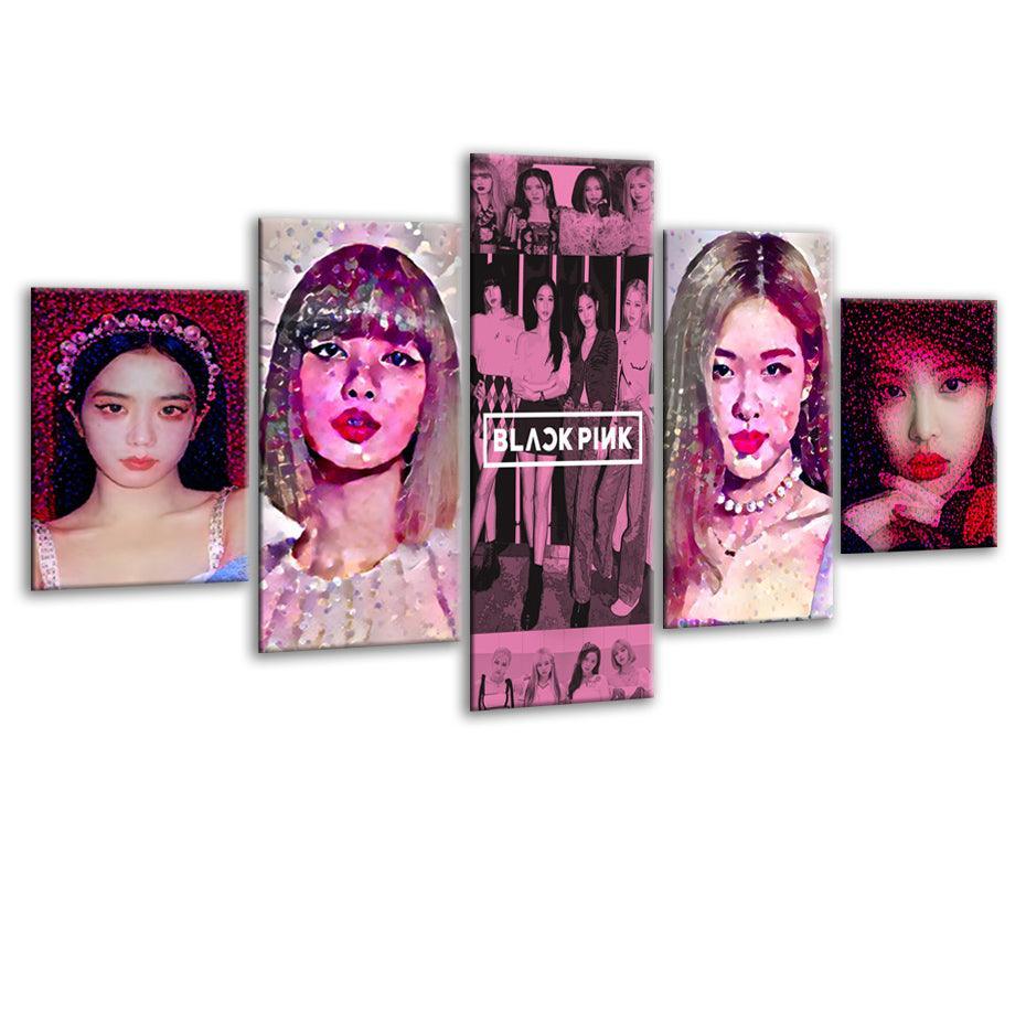BLACKPINK 5 Piece HD Multi Panel Canvas Wall Art Frame-Original Frame
