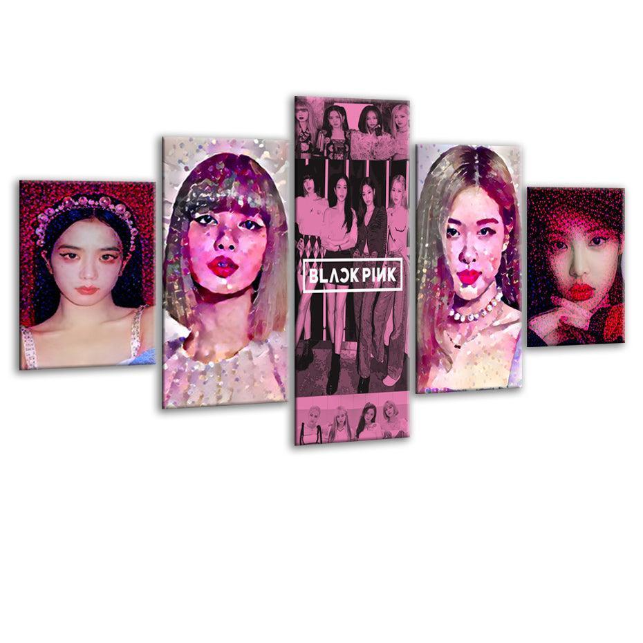 BLACKPINK 5 Piece HD Multi Panel Canvas Wall Art Frame-Original Frame