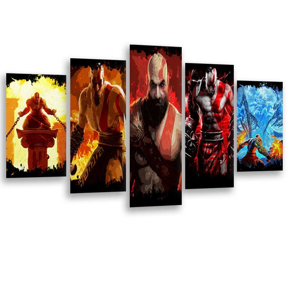 God Of Wars 5 Piece HD Multi Panel Canvas Wall Art Frame-Original Frame