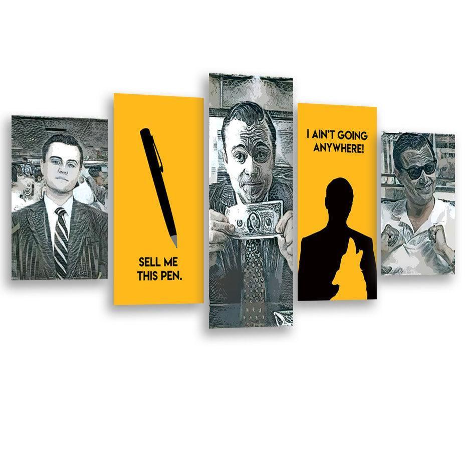 Wolf Of Wall Street 5 Piece HD Multi Panel Canvas Wall Art Frame-Original Frame