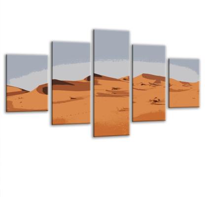 Sahara Desert 5 Piece HD Multi Panel Canvas Wall Art Frame-Original Frame