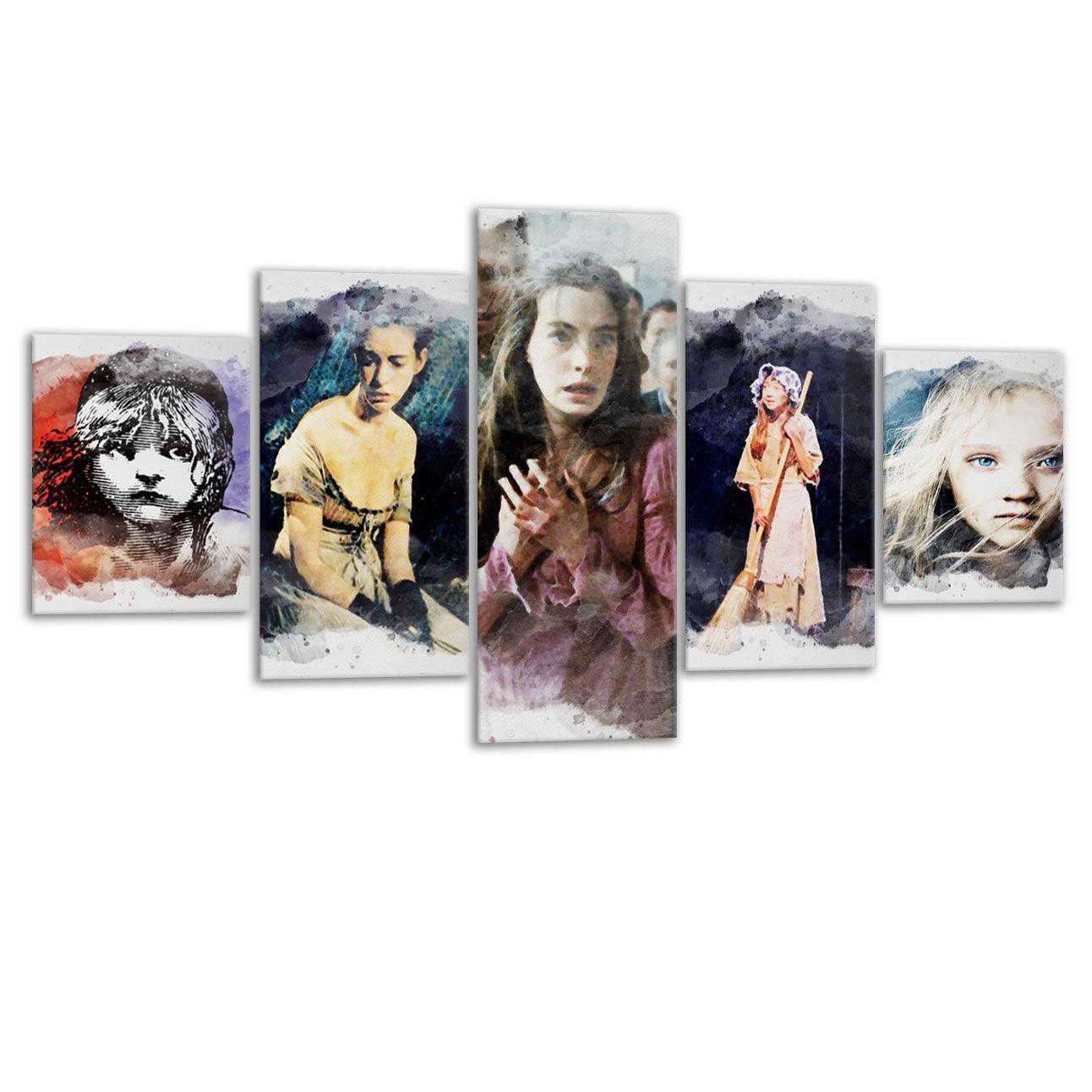 Les Miserables 5 Piece HD Multi Panel Canvas Wall Art Frame-Original Frame