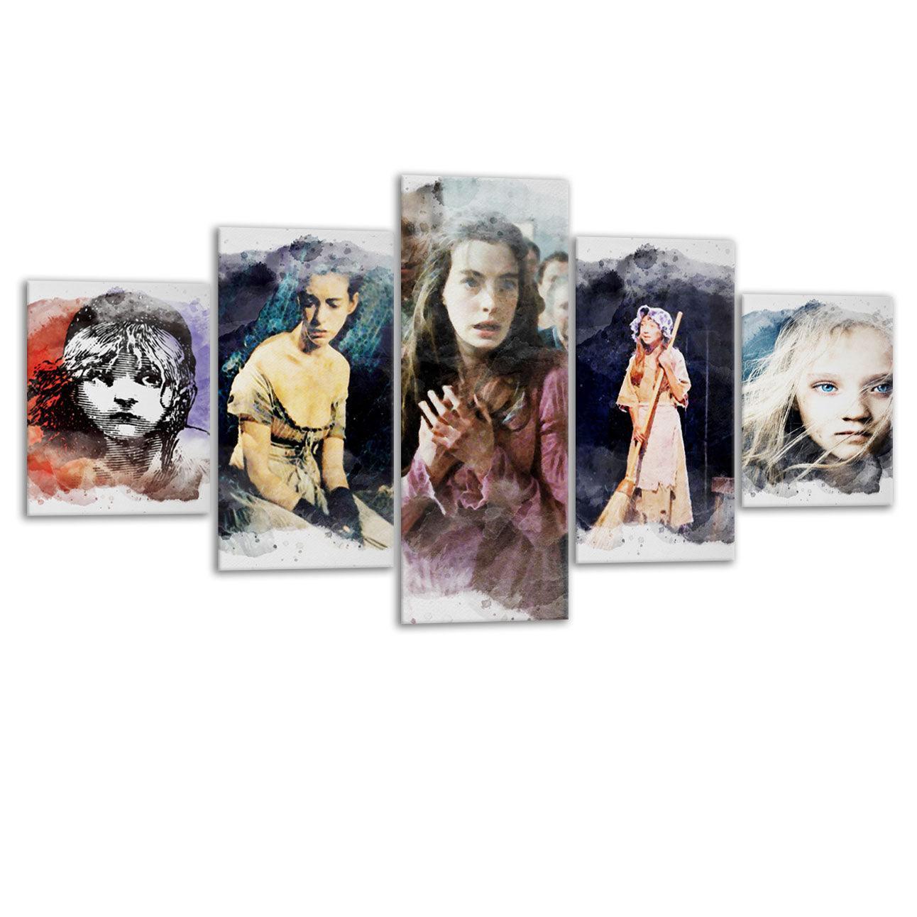 Les Miserables 5 Piece HD Multi Panel Canvas Wall Art Frame-Original Frame