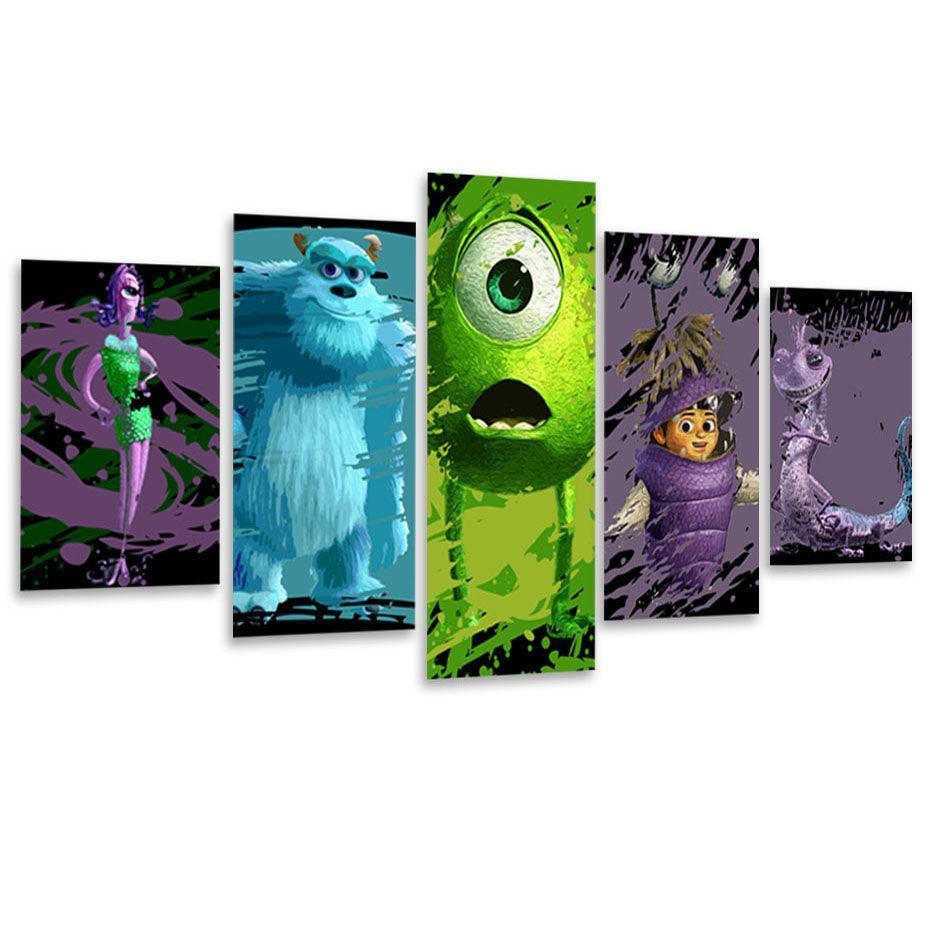Monsters Inc. 5 Piece HD Multi Panel Canvas Wall Art Frame-Original Frame
