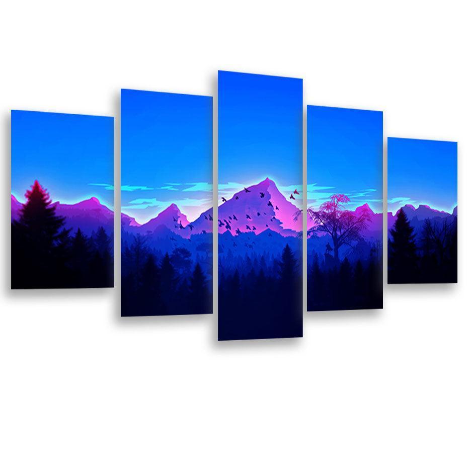 Forest In Pandora 5 Piece HD Multi Panel Canvas Wall Art Frame-Original Frame