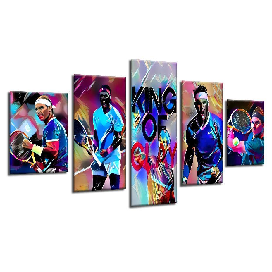 Rafael Nadal 5 Piece HD Multi Panel Canvas Wall Art-Original Frame
