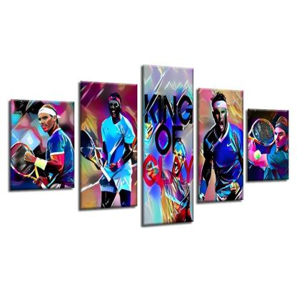 Rafael Nadal 5 Piece HD Multi Panel Canvas Wall Art-Original Frame