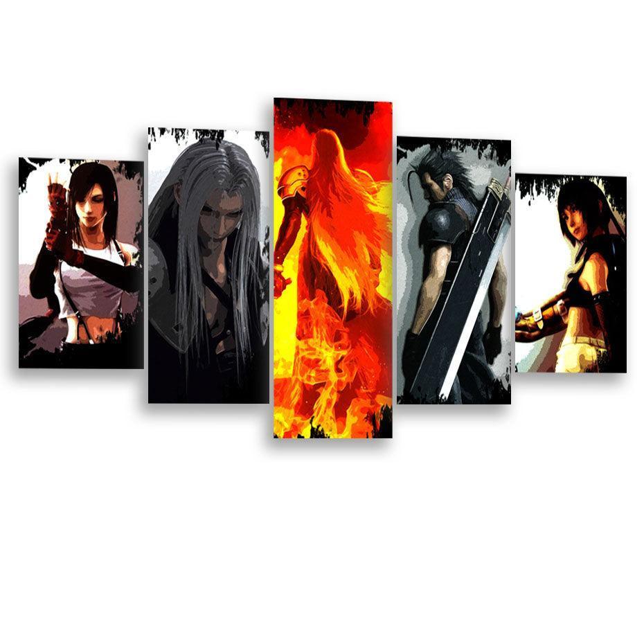 Final Fantasy 5 Piece HD Multi Panel Canvas Wall Art Frame-Original Frame