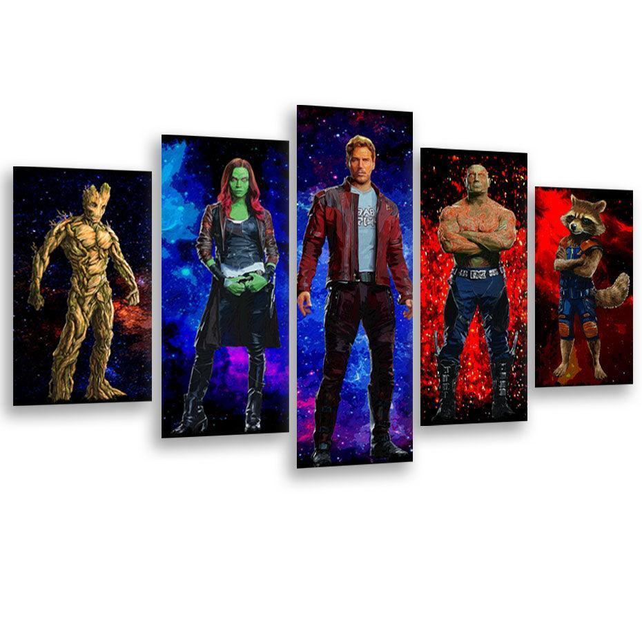 Guardians Of The Galaxy 5 Piece HD Multi Panel Canvas Wall Art-Original Frame