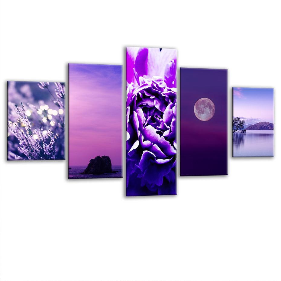Very Peri Color 5 Piece HD Multi Panel Canvas Wall Art Frame-Original Frame