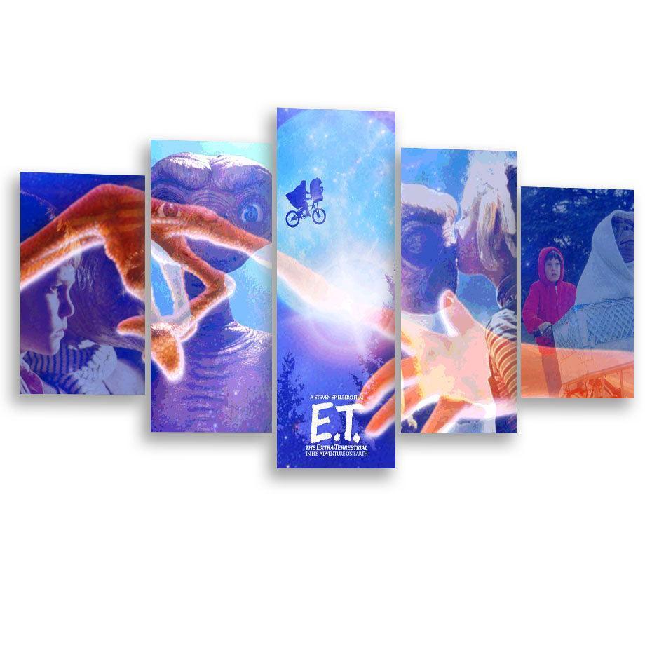 ET The Extra Terrestrial 5 Piece HD Multi Panel Canvas Wall Art Frame-Original Frame