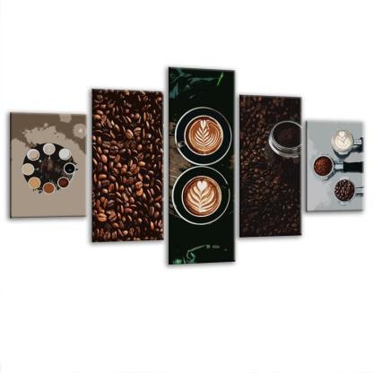Warm Coffee 5 Piece HD Multi Panel Canvas Wall Art Frame-Original Frame