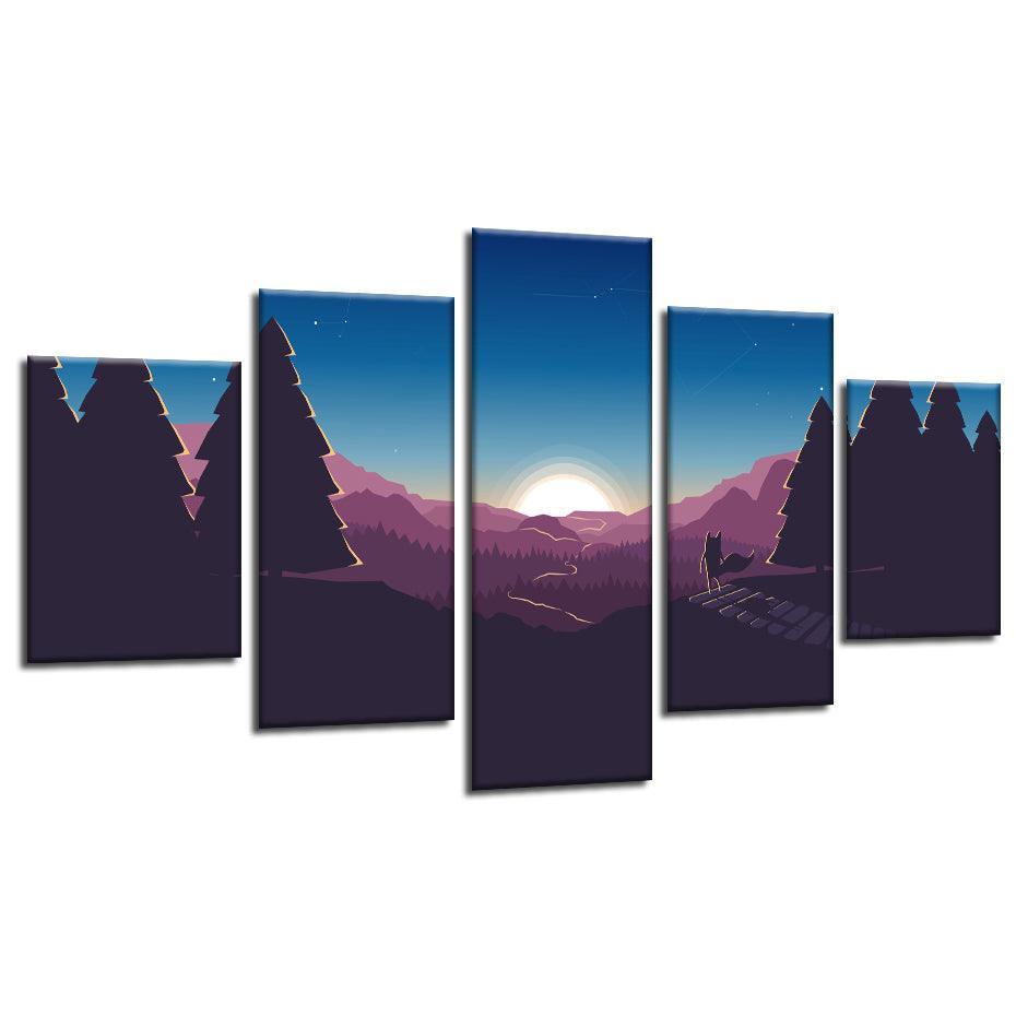 Standing In A Forest 5 Piece HD Multi Panel Canvas Wall Art Frame-Original Frame