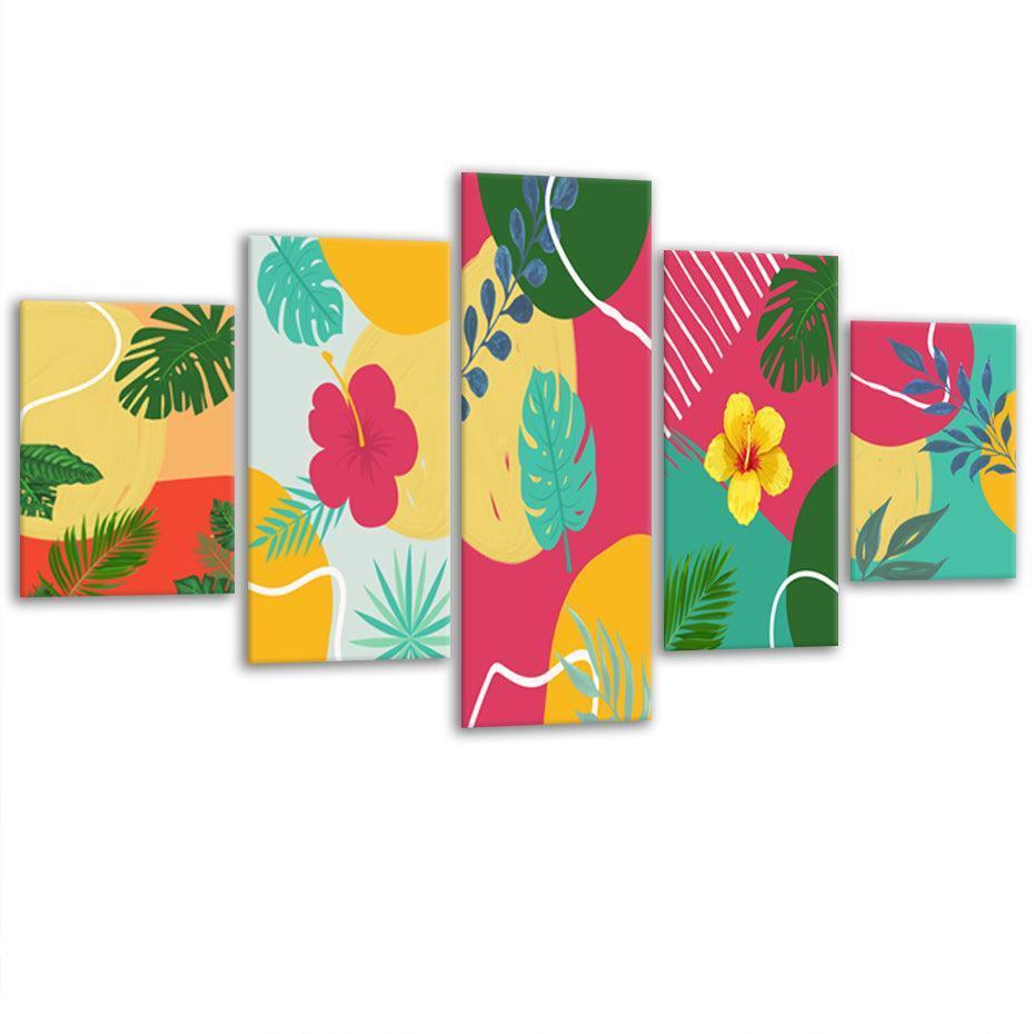 Tropical Hawaii 5 Piece HD Multi Panel Canvas Wall Art Frame-Original Frame