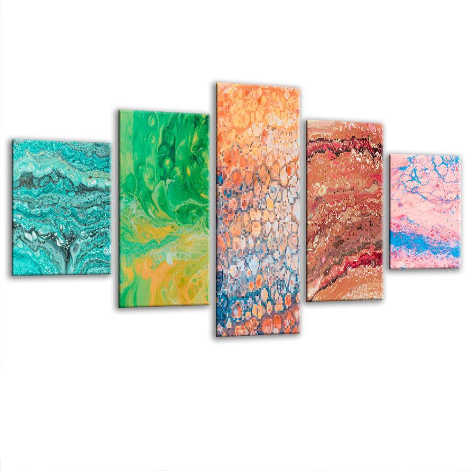 Pixelated Patterns 5 Piece HD Multi Panel Canvas Wall Art-Original Frame
