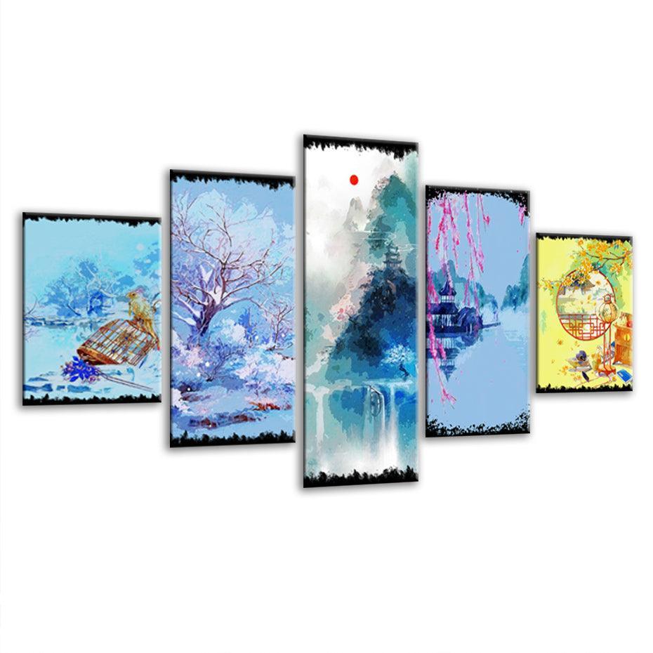 Antiquity 5 Piece HD Multi Panel Canvas Wall Art Frame-Original Frame