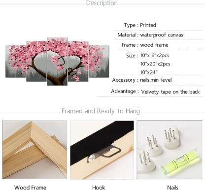 Blossom Tree 5-Piece Canvas Wall Art