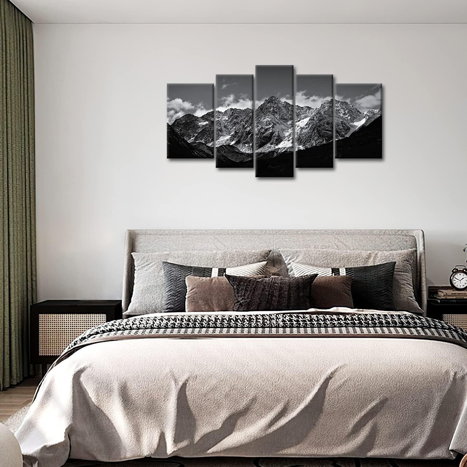 Snow Mountain Black And White 5 Piece Canvas Wall Art