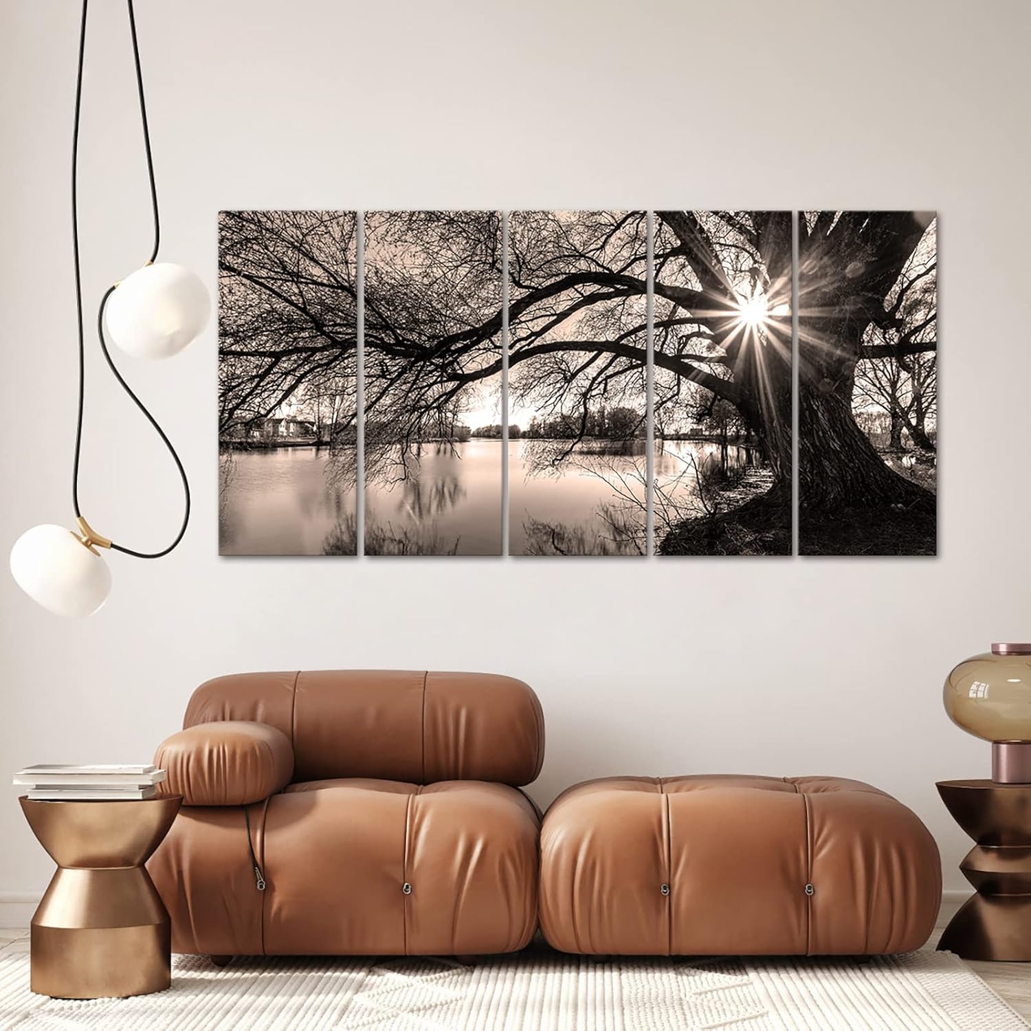 Black And White Lake Sunrise Canvas Wall Art