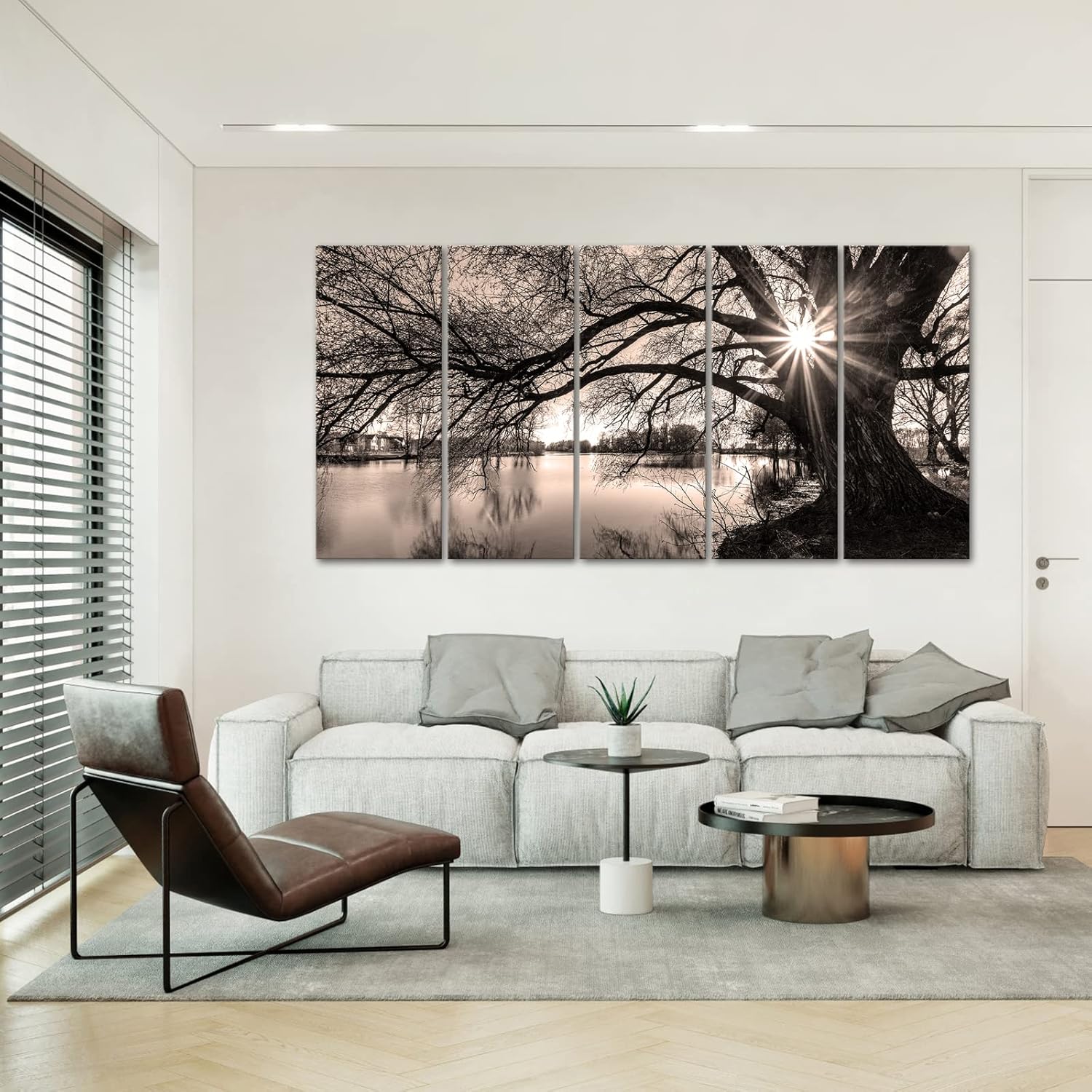 Black And White Lake Sunrise Canvas Wall Art