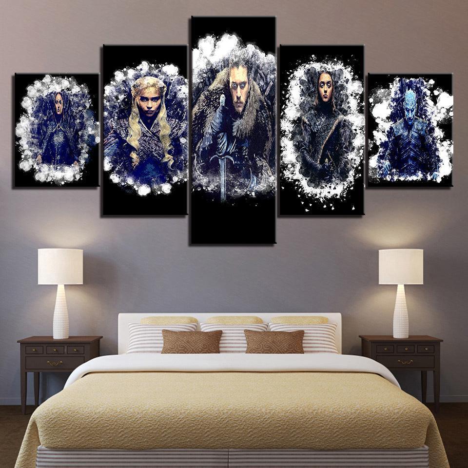 Game Of Throne GOT 5 Piece HD Multi Panel Canvas Wall Art Frame-Original Frame