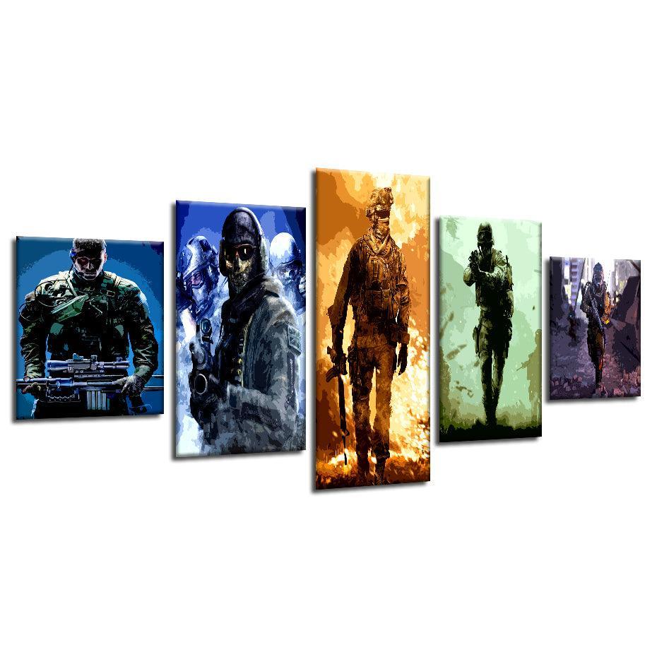 Call Of Duty 5 Piece HD Multi Panel Canvas Wall Art Frame-Original Frame