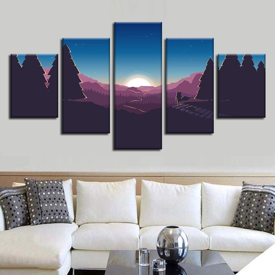 Standing In A Forest 5 Piece HD Multi Panel Canvas Wall Art Frame-Original Frame