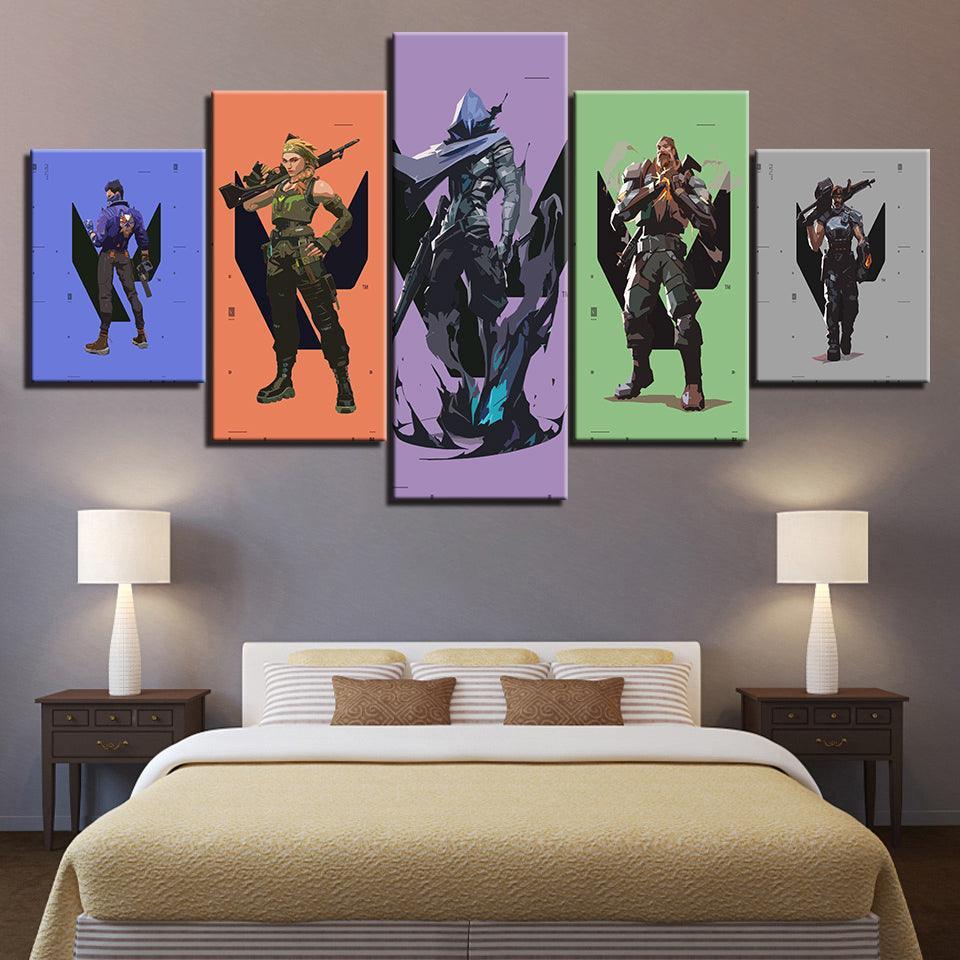 The Fortnite Multicolor 5 Piece HD Multi Panel Canvas Wall Art Frame-Original Frame