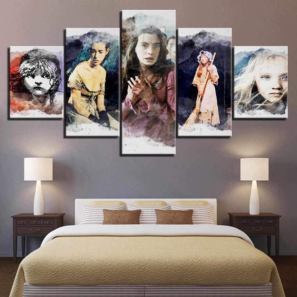 Multi Character 5 Piece HD Multi Panel Canvas Wall Art Frame-Original Frame