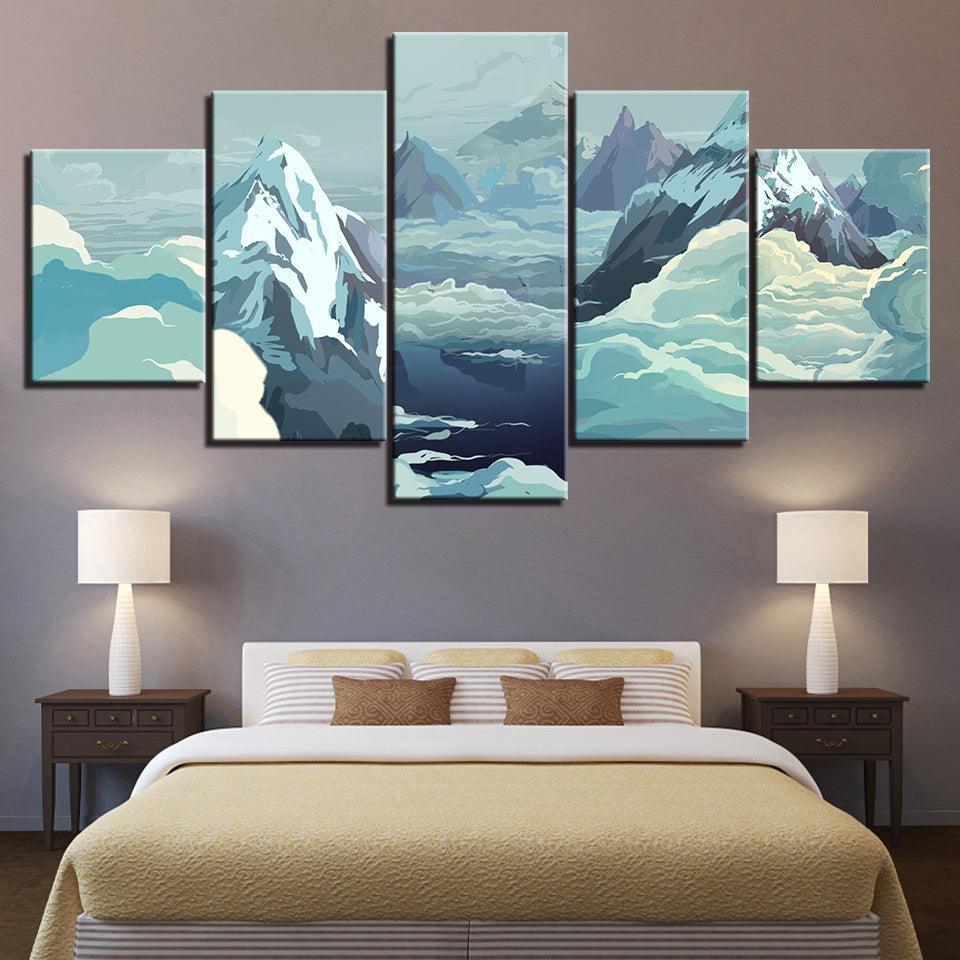 The Icy Winter 5 Piece HD Multi Panel Canvas Wall Art Frame-Original Frame