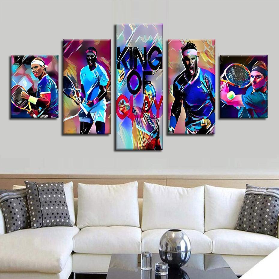 Rafael Nadal 5 Piece HD Multi Panel Canvas Wall Art-Original Frame